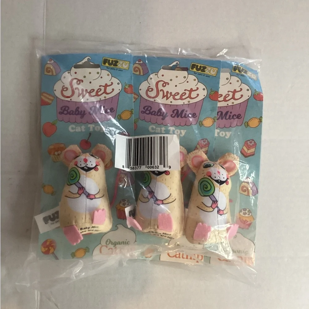 3 packs of fuzzu for pets & you sweet baby mice cat toy organic catnip insidenew